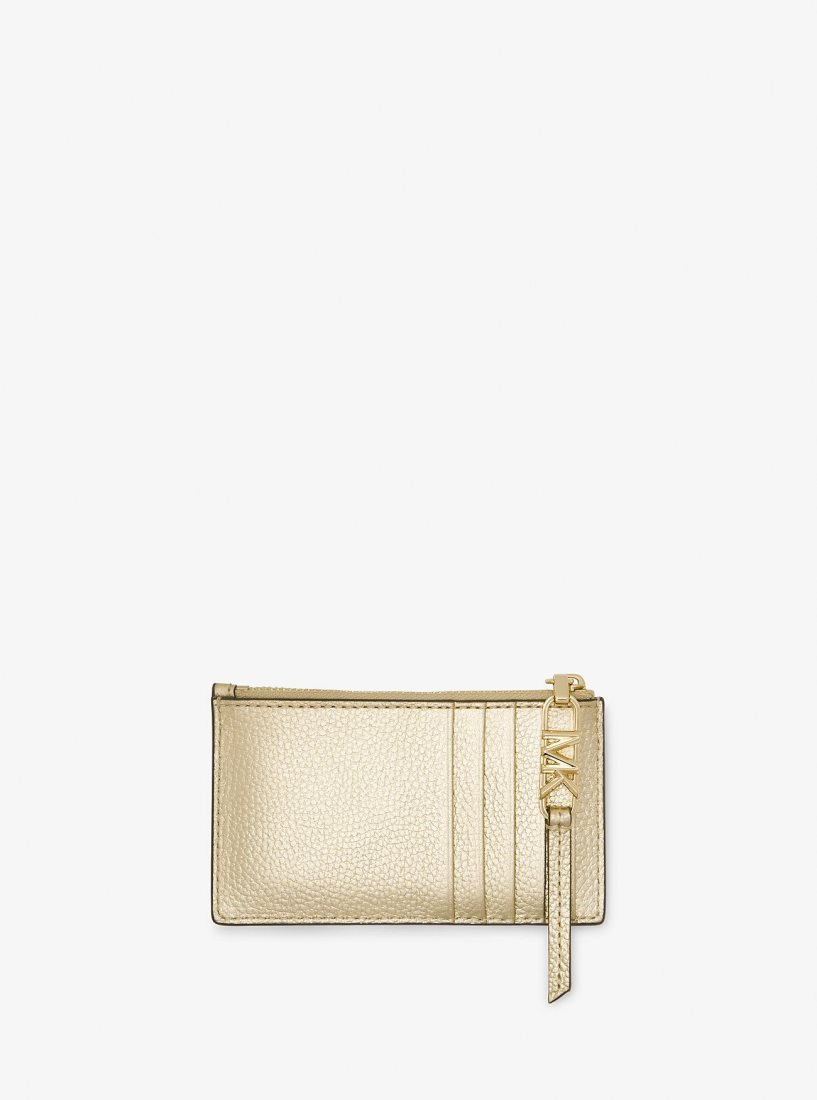 Michael Kors Empire Small Metallic Leather Card Case Kartenhülle Damen Gold | IRONLA705