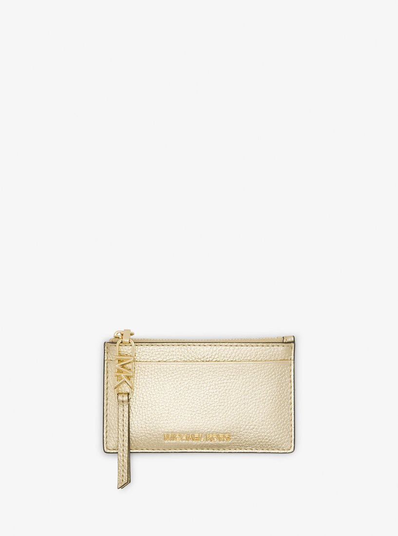 Michael Kors Empire Small Metallic Leather Card Case Kartenhülle Damen Gold | IRONLA705