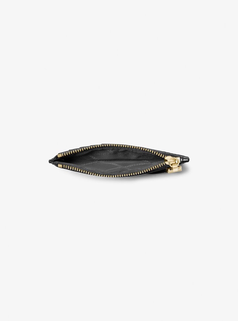 Michael Kors Empire Small Pebbled Leather Card Case Kartenhülle Damen Schwarz | ATLNKQ186