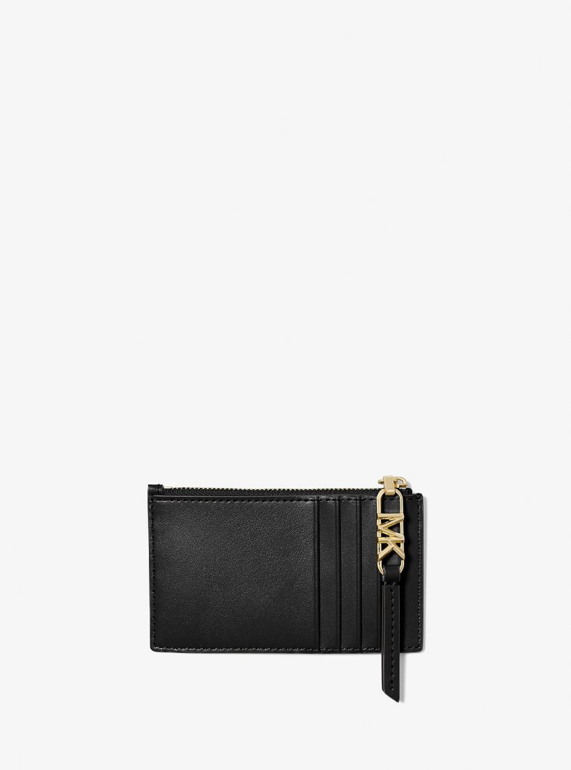Michael Kors Empire Small Woven Leather Card Case Kartenhülle Damen Schwarz | KVTSIB920