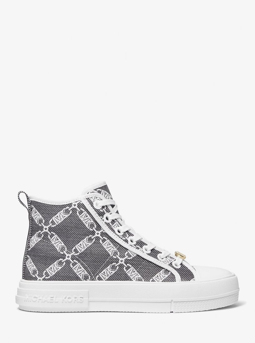 Michael Kors Evy Empire Logo Jacquard High-Top Sneaker Sneakers Damen Schwarz Weiß | UIJFAQ892