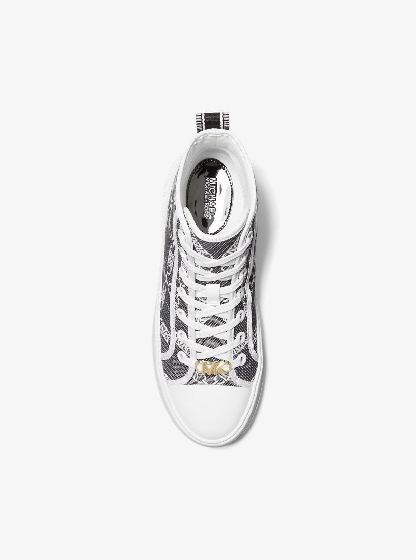 Michael Kors Evy Empire Logo Jacquard High-Top Sneaker Sneakers Damen Schwarz Weiß | UIJFAQ892