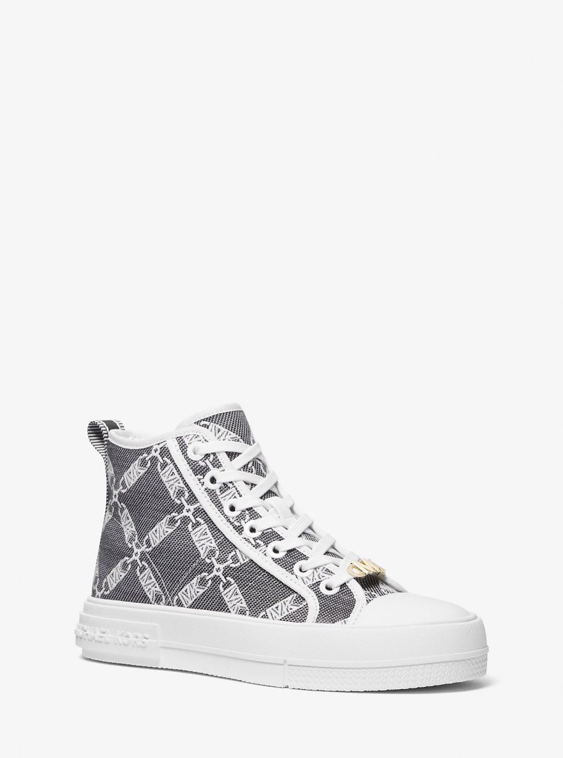 Michael Kors Evy Empire Logo Jacquard High-Top Sneaker Sneakers Damen Schwarz Weiß | UIJFAQ892