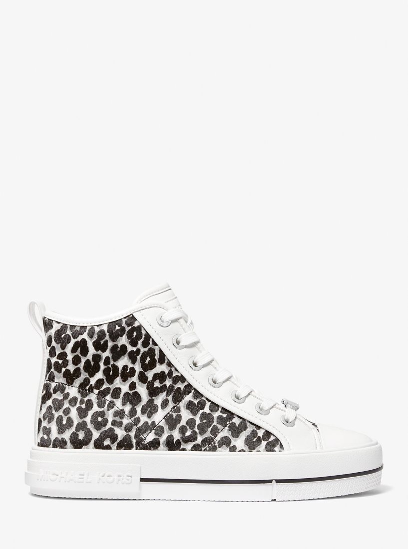 Michael Kors Evy Leopard Print Calf Hair High-Top Sneaker Sneakers Damen Schwarz | FCPKJA410