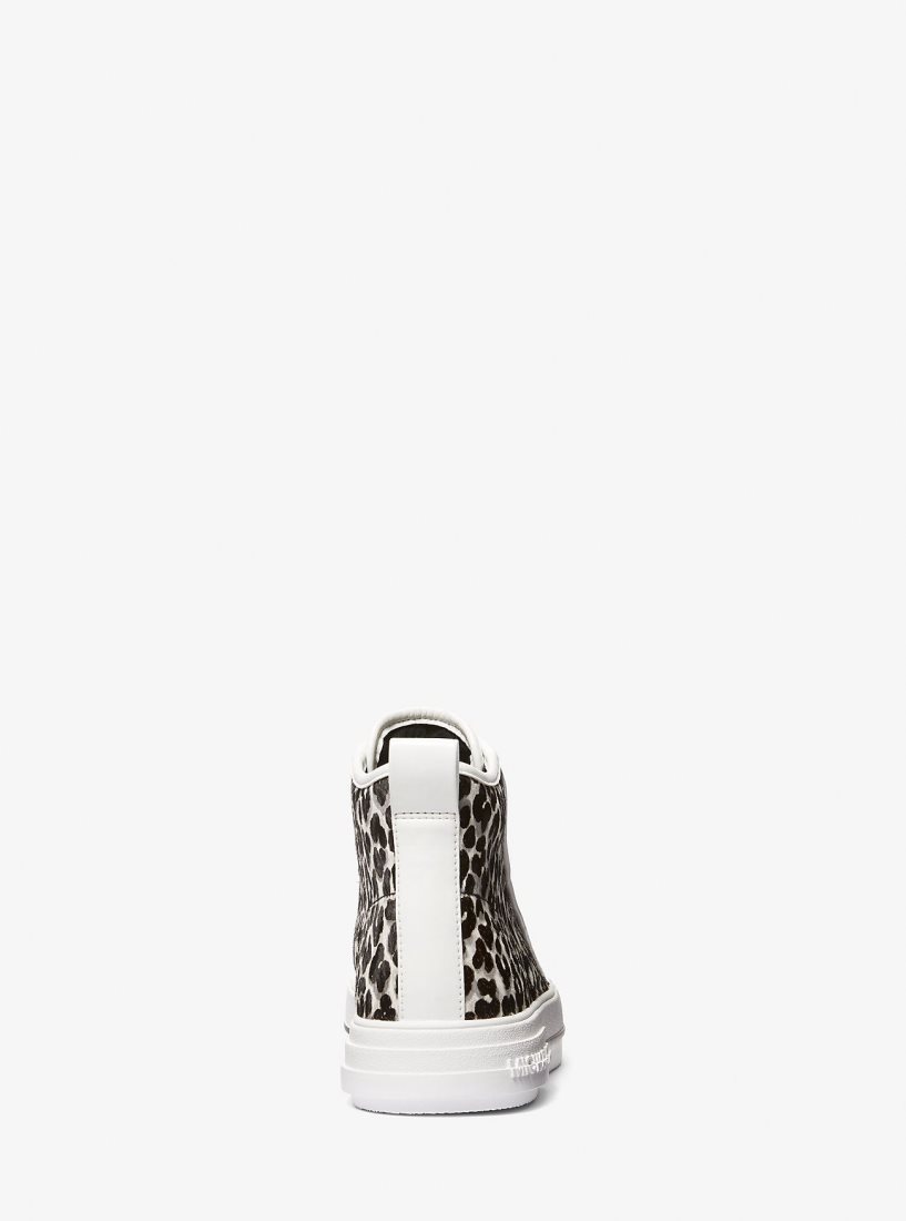 Michael Kors Evy Leopard Print Calf Hair High-Top Sneaker Sneakers Damen Schwarz | FCPKJA410