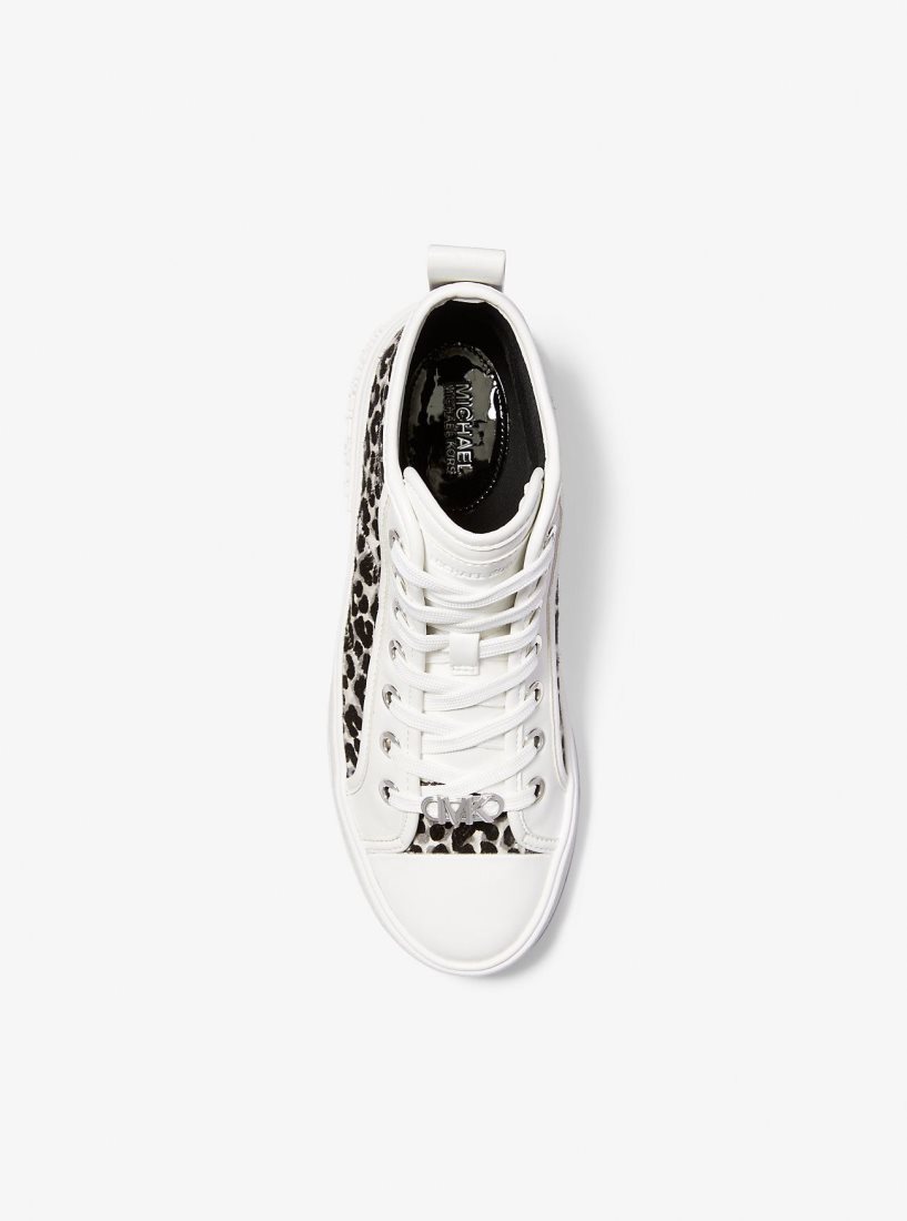 Michael Kors Evy Leopard Print Calf Hair High-Top Sneaker Sneakers Damen Schwarz | FCPKJA410