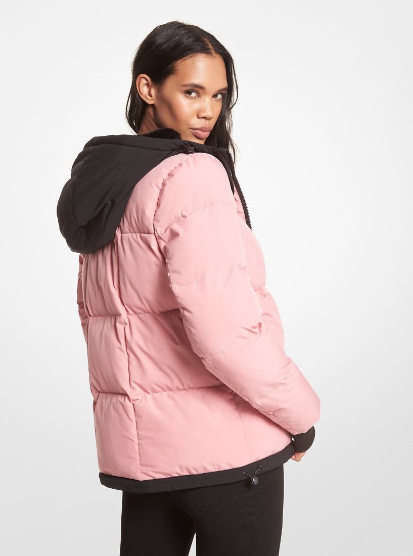 Michael Kors Faux Fur-Trim Quilted Puffer Jacket Jacken Damen Königsblau Rosa | RIKYQZ756