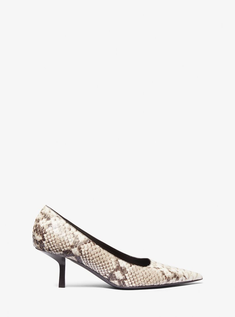 Michael Kors Frankie Python Embossed Leather Pump Hohe Schuhe Damen Beige | ATEJZK574