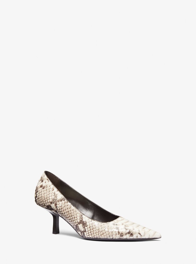 Michael Kors Frankie Python Embossed Leather Pump Hohe Schuhe Damen Beige | ATEJZK574