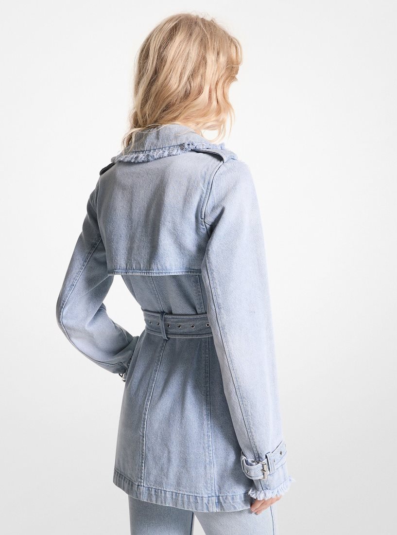 Michael Kors Frayed Denim Trench Coat Jacken Damen Blau Waschen | FRWVUO604