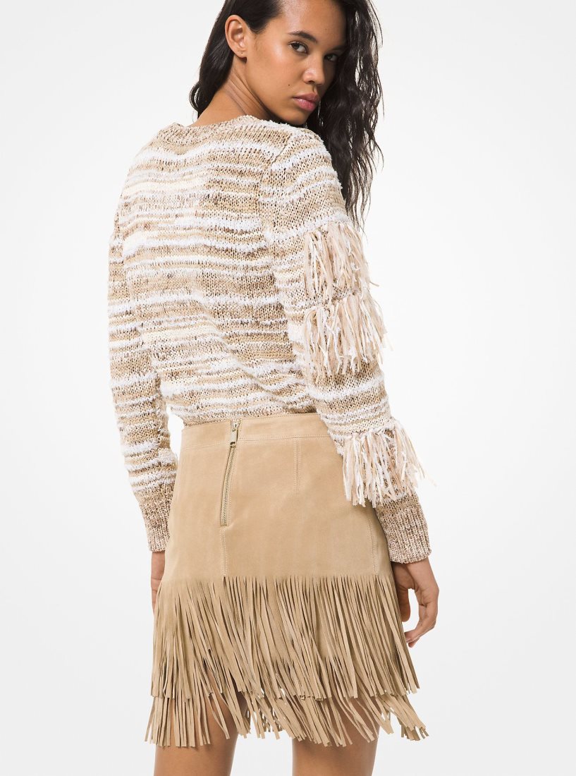 Michael Kors Fringed Suede Skirt Röcke Damen Khaki | ZKGJXL861