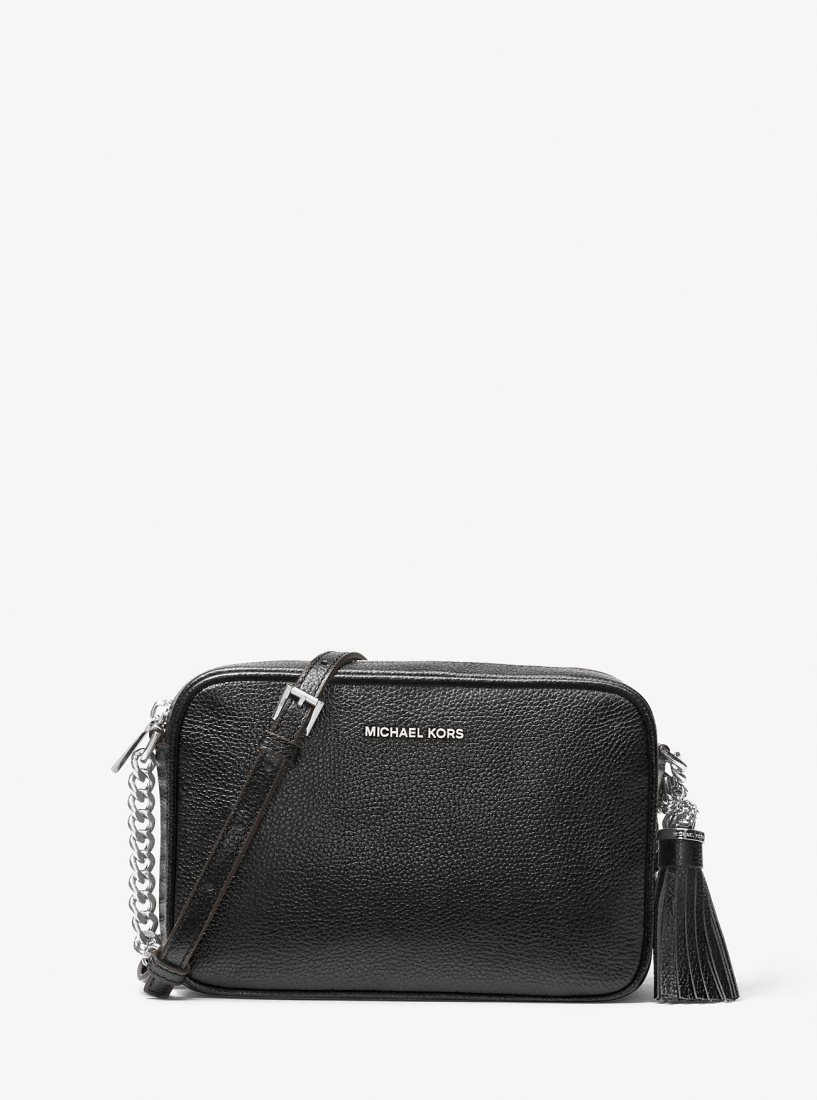 Michael Kors Ginny Leather Crossbody Bag Umhängetasche Damen Schwarz | HAKWYT752