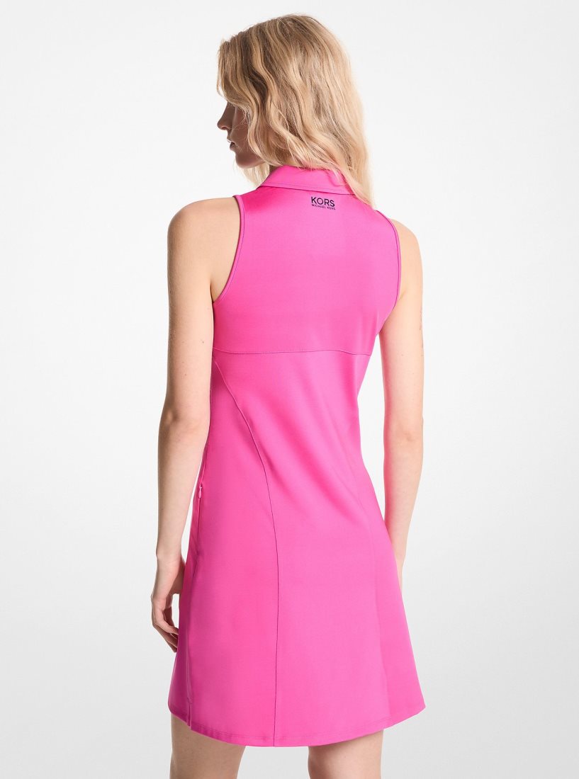 Michael Kors Golf Stretch Knit Zip-Up Polo Dress Kleid Damen Rosa | XQGPHB127
