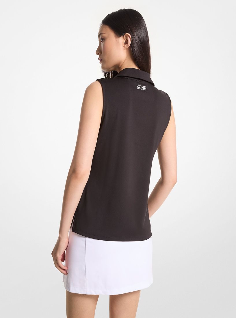 Michael Kors Golf Tech Performance Sleeveless Polo Shirt T-shirts Damen Schwarz | VFQSHB165