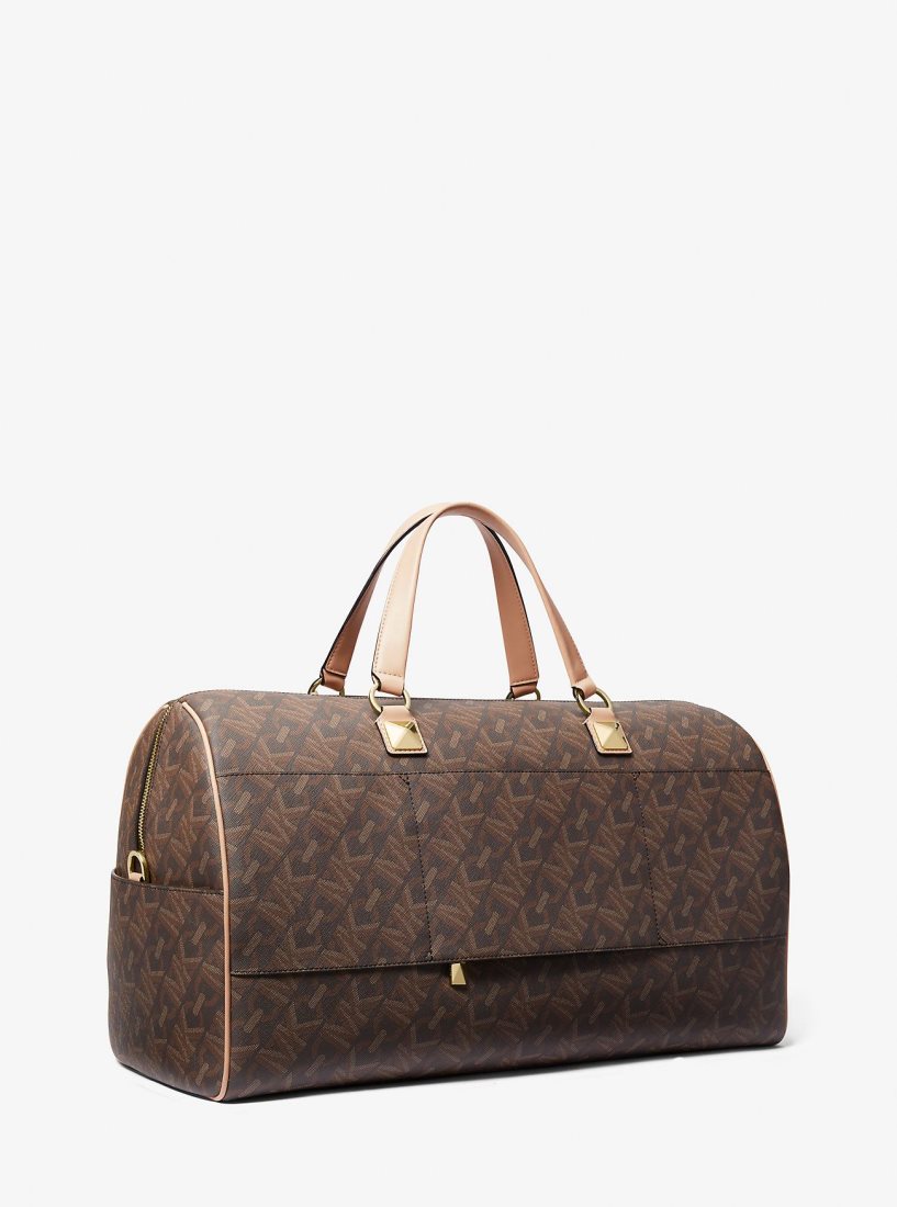 Michael Kors Grayson Extra-Large Empire Signature Logo Stripe Weekender Bag Duffle Tasche Damen Braun | ATKNWH510