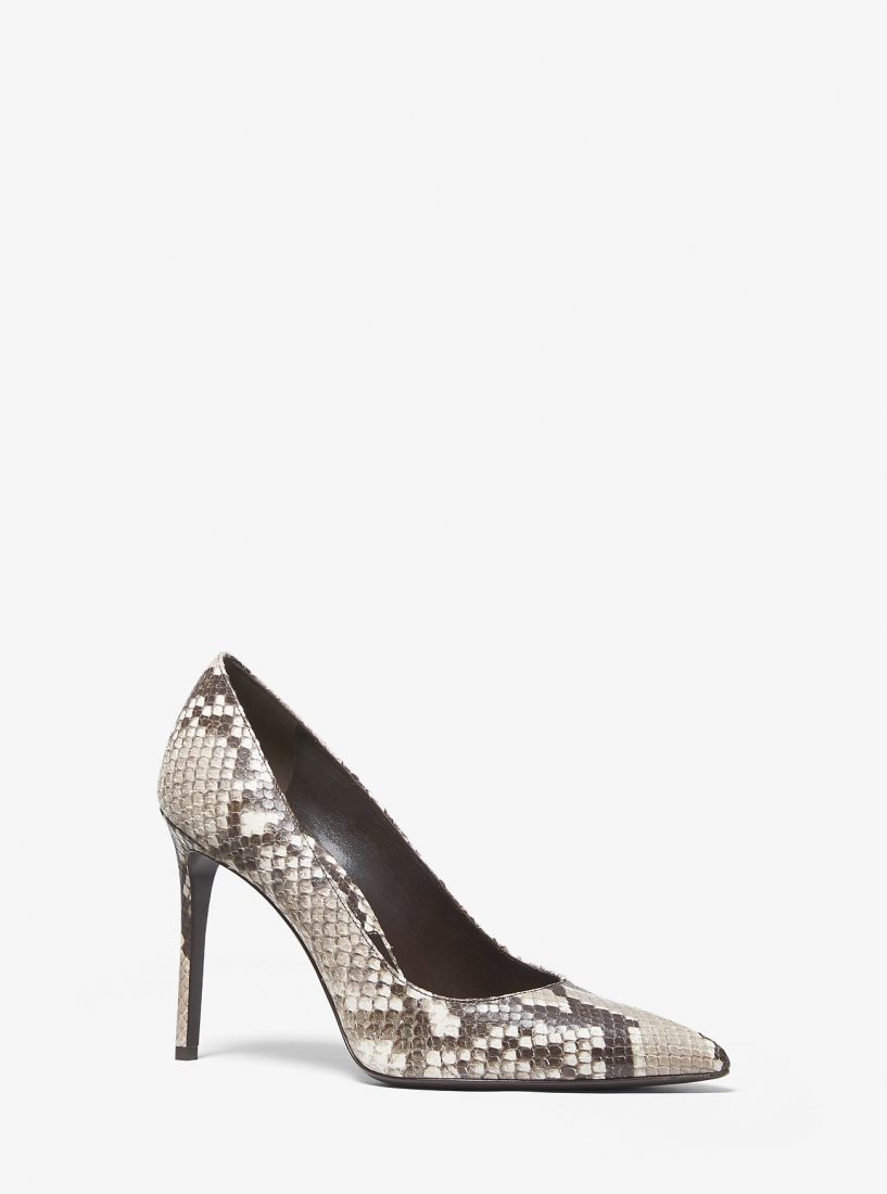 Michael Kors Gretel Python Embossed Leather Pump Hohe Schuhe Damen Beige | OLXSMI501