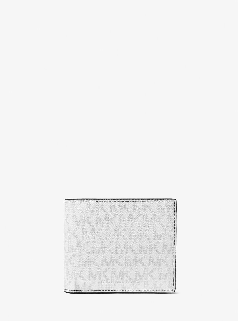 Michael Kors Greyson Logo Billfold Wallet With Coin Pocket Geldbörse Herren Bright Wht | GMBPUV623