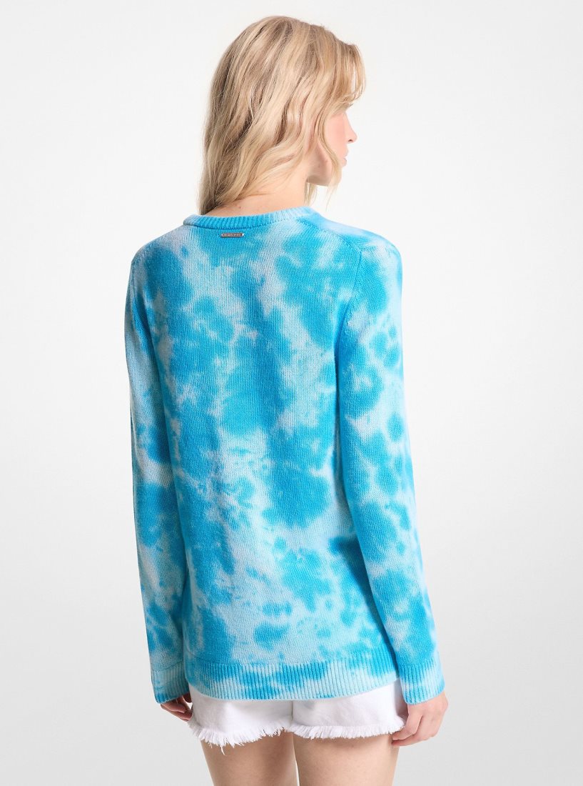 Michael Kors Hand Tie-Dyed Cashmere Sweater Pullover Damen Blau | VIXOGJ473