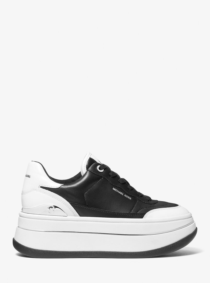 Michael Kors Hayes Two-Tone Leather Platform Sneaker Sneakers Damen Schwarz Weiß | ZWKEGQ083