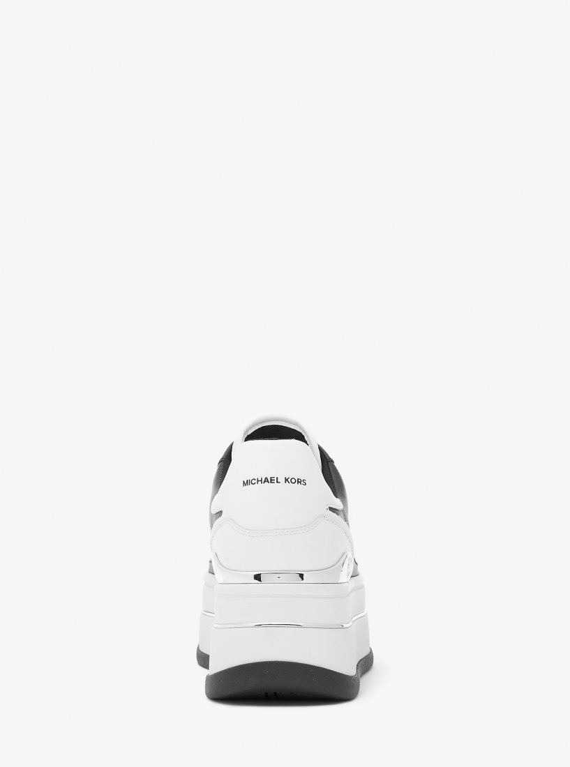 Michael Kors Hayes Two-Tone Leather Platform Sneaker Sneakers Damen Schwarz Weiß | ZWKEGQ083