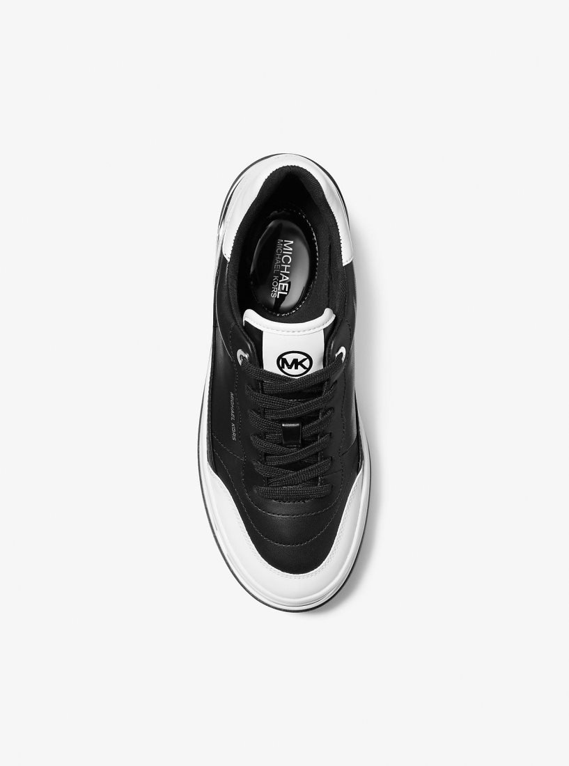 Michael Kors Hayes Two-Tone Leather Platform Sneaker Sneakers Damen Schwarz Weiß | ZWKEGQ083