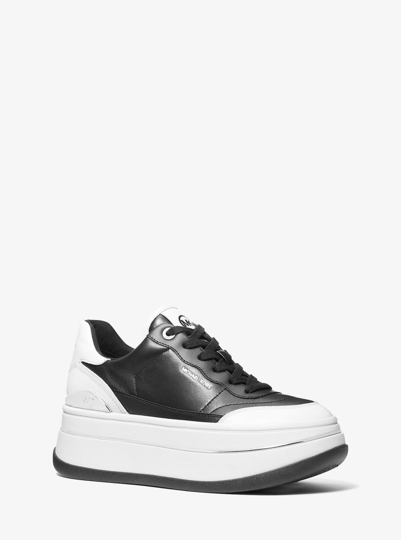 Michael Kors Hayes Two-Tone Leather Platform Sneaker Sneakers Damen Schwarz Weiß | ZWKEGQ083
