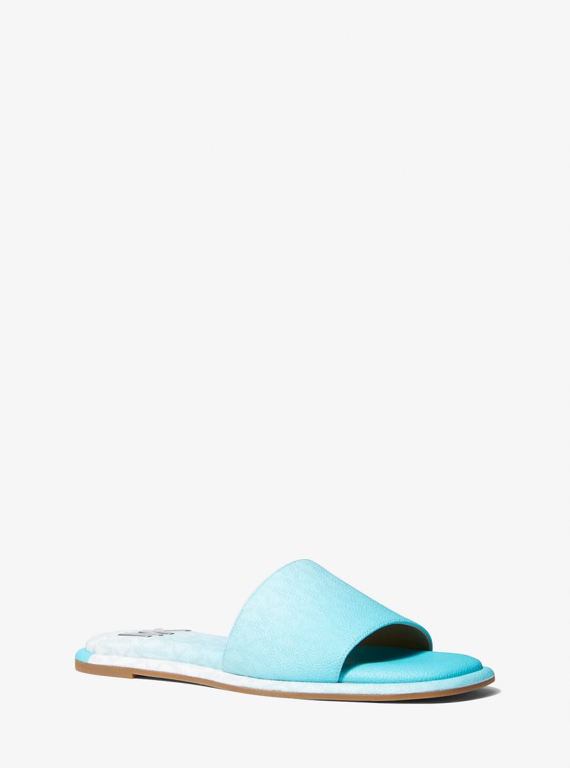 Michael Kors Hayworth Ombre Logo Slide Sandal Hausschuhe Damen Blau | RKAUNX207