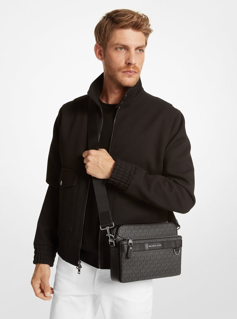 Michael Kors Hudson 2-in-1 Logo Crossbody Bag Umhängetasche Herren Schwarz | GZEKTC308