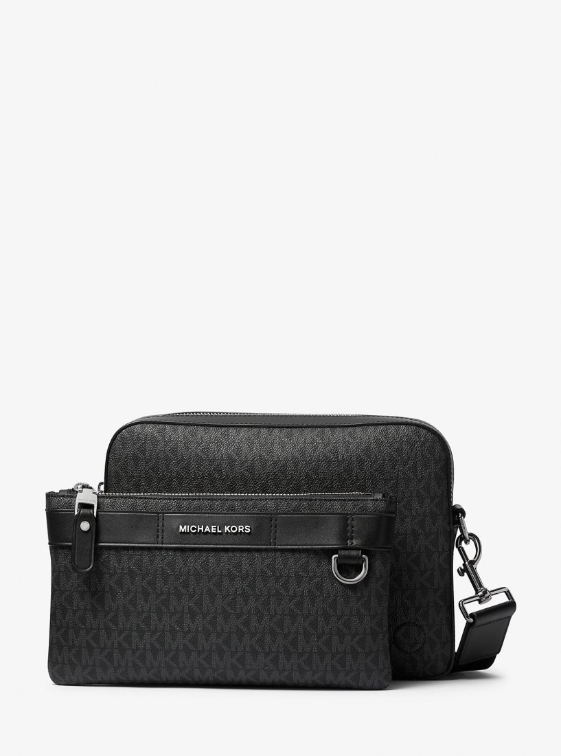 Michael Kors Hudson 2-in-1 Logo Crossbody Bag Umhängetasche Herren Schwarz | GZEKTC308