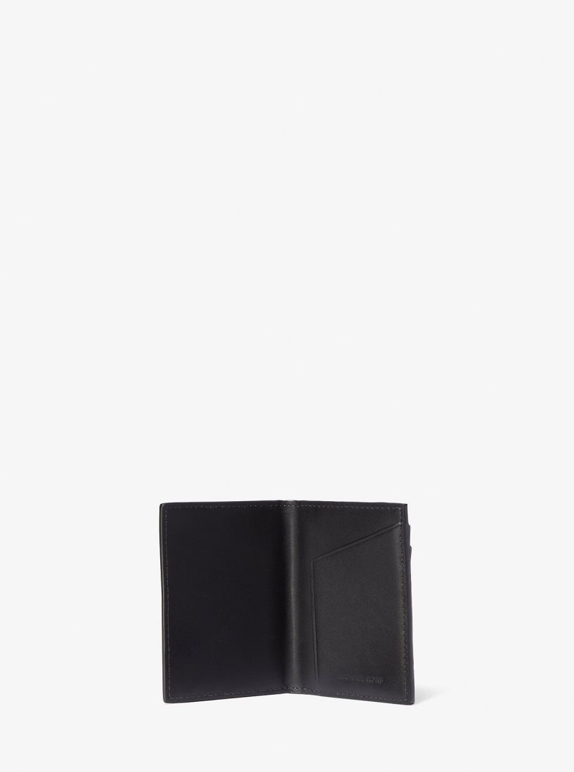 Michael Kors Hudson Crocodile Embossed Leather Bifold Wallet Geldbörse Herren Schwarz | UNJCQR308