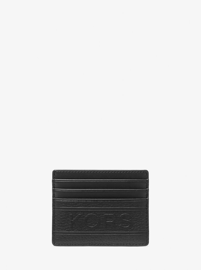 Michael Kors Hudson Embossed Pebbled Leather Tall Card Case Kartenhülle Herren Schwarz | WAPKHE283