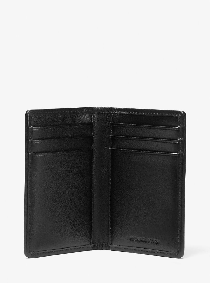 Michael Kors Hudson Empire Logo Jacquard Bi-fold Card Case Kartenhülle Herren Schwarz | VLQPWS941
