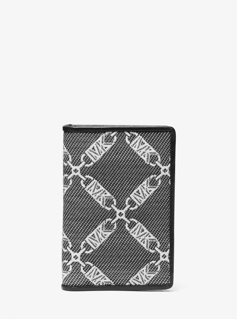 Michael Kors Hudson Empire Logo Jacquard Bi-fold Card Case Kartenhülle Herren Schwarz | VLQPWS941