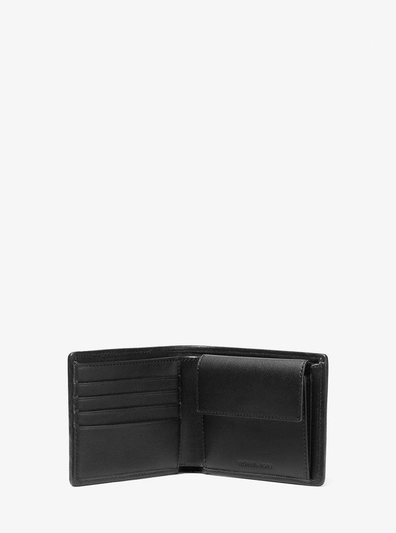 Michael Kors Hudson Empire Logo Jacquard Billfold Wallet Geldbörse Herren Schwarz | GTQIDX859
