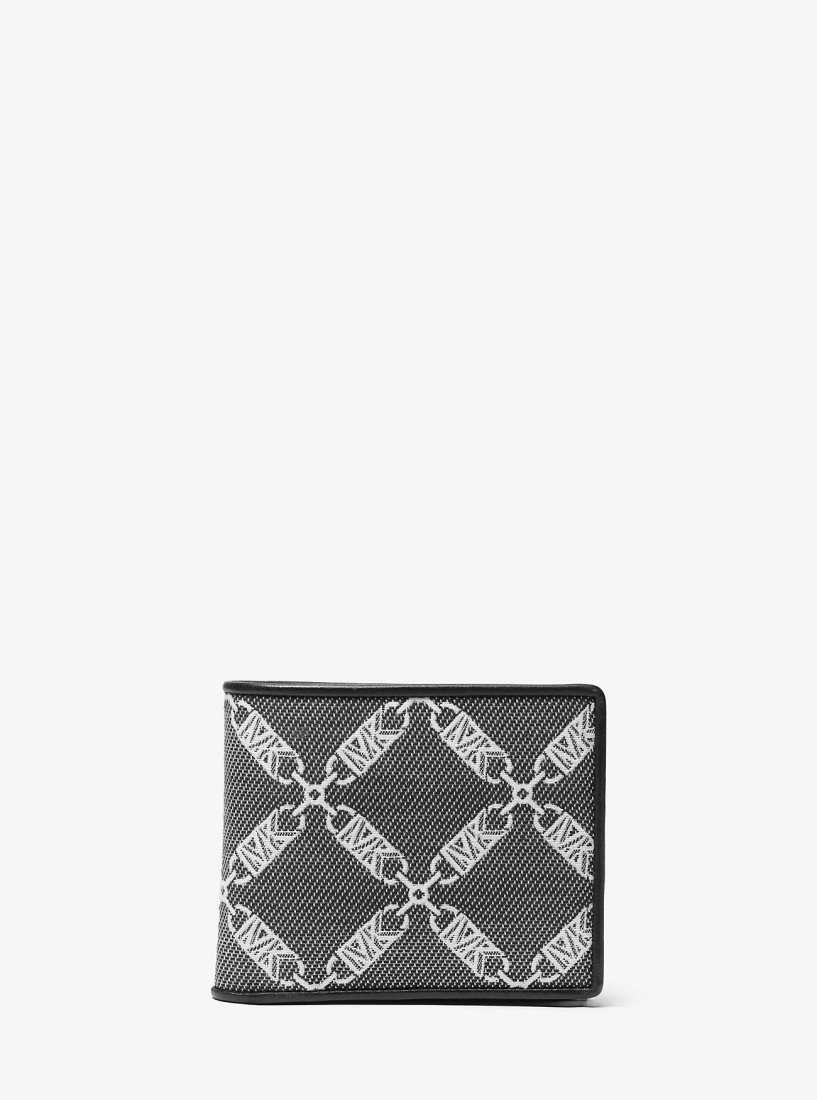 Michael Kors Hudson Empire Logo Jacquard Billfold Wallet Geldbörse Herren Schwarz | GTQIDX859