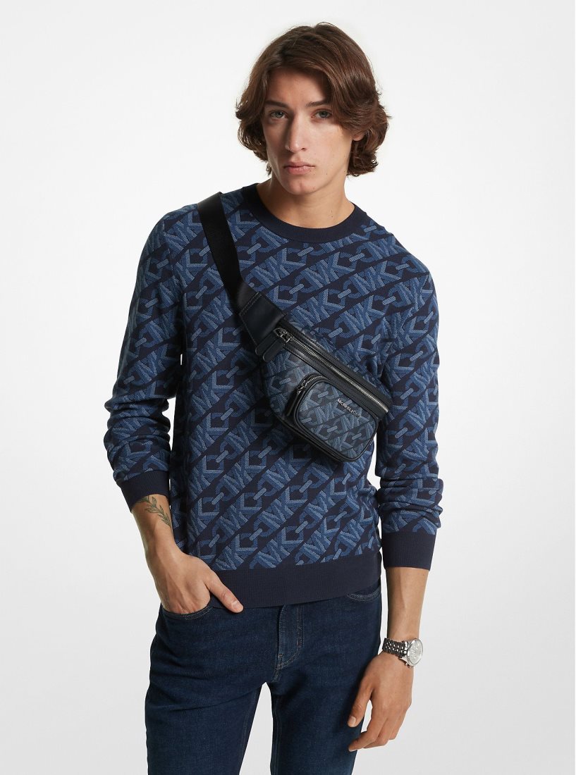 Michael Kors Hudson Empire Signature Logo Sling Pack Umhängetasche Herren Admiral | VFJXTO517