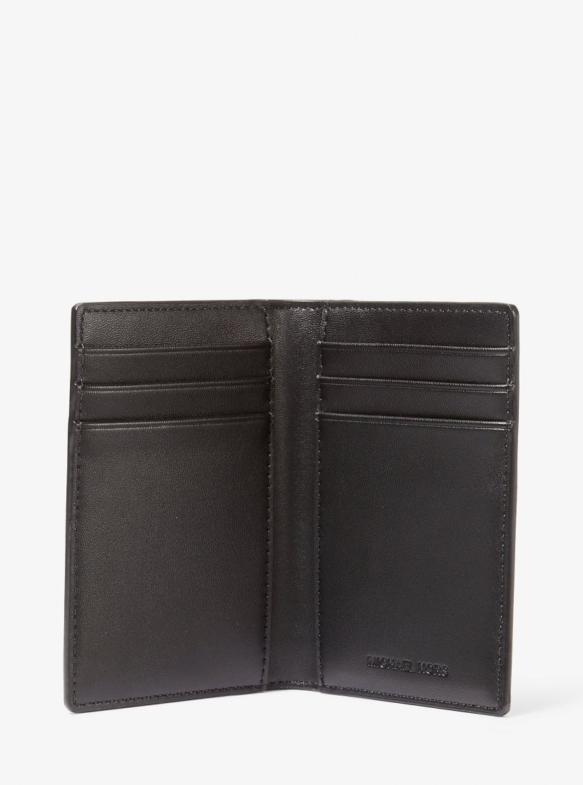 Michael Kors Hudson Leopard Logo Bi-Fold Card Case Kartenhülle Herren Schwarz Grau | XVCYKQ369