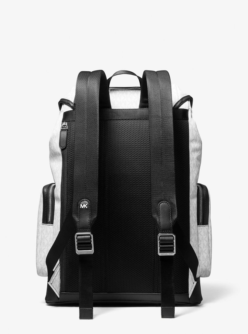 Michael Kors Hudson Logo Backpack Rucksäcke Herren Bright Wht | YIOKCB273