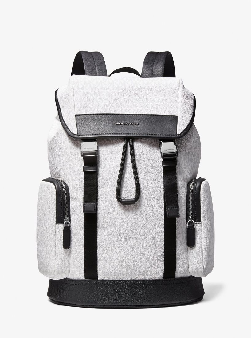 Michael Kors Hudson Logo Backpack Rucksäcke Herren Bright Wht | YIOKCB273