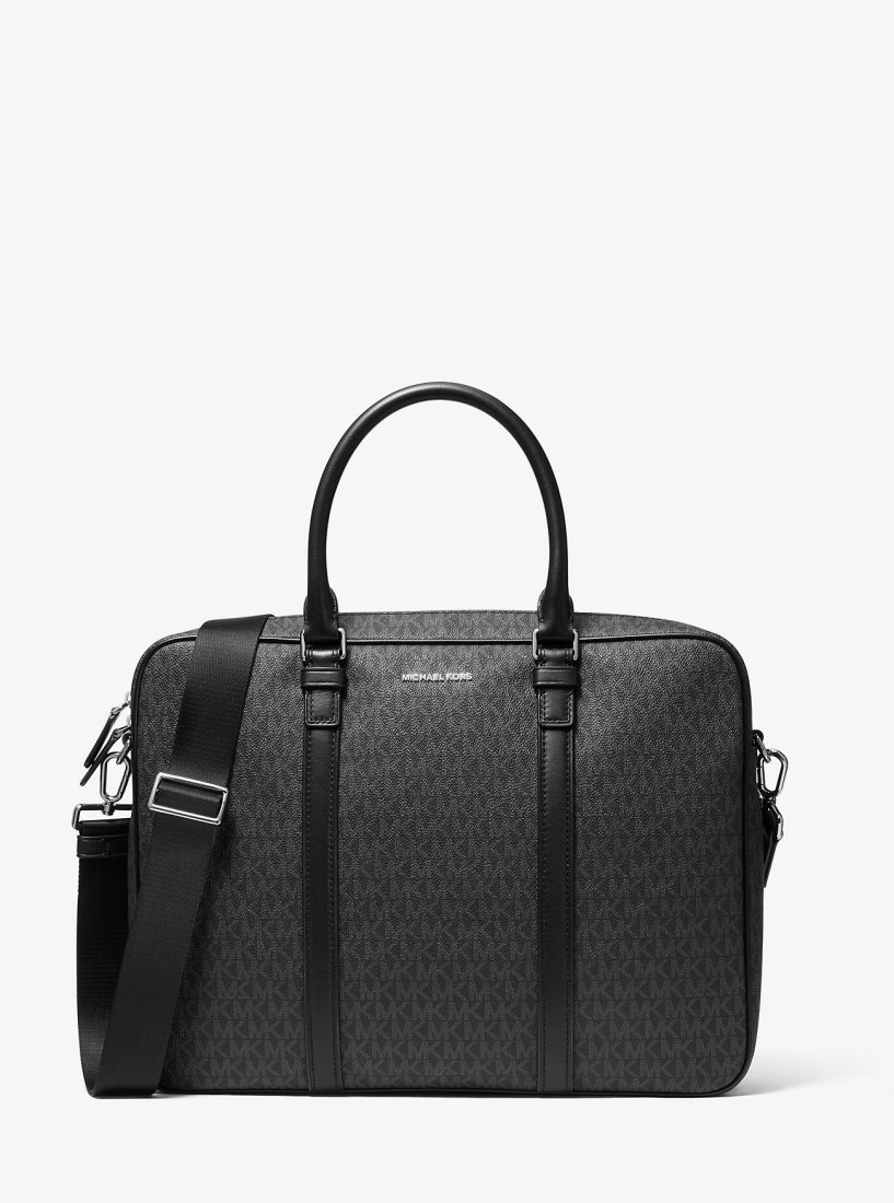 Michael Kors Hudson Logo Briefcase Handtasche Damen Schwarz | ADJKHO409