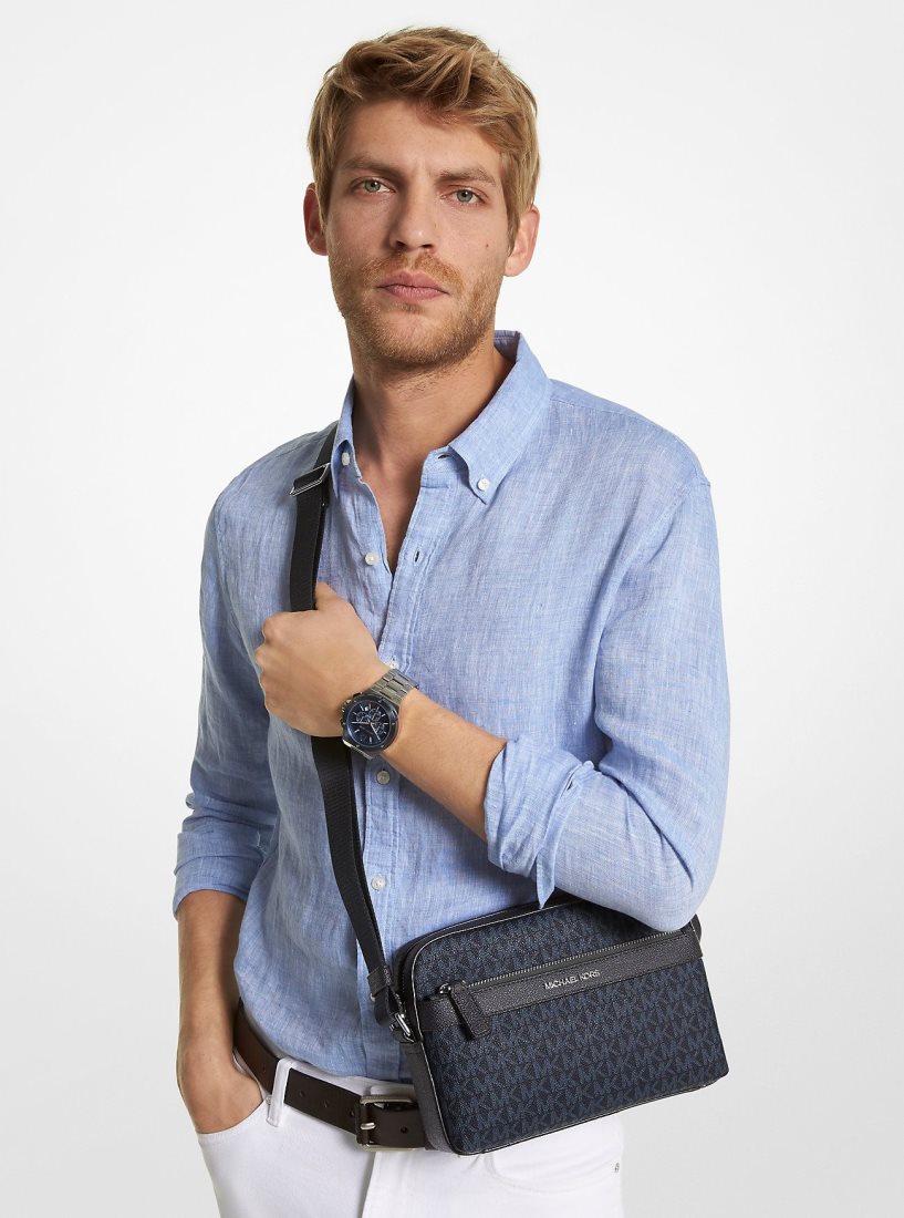 Michael Kors Hudson Logo Utility Crossbody Bag Umhängetasche Herren Admrl/Plblue | TZINKG781