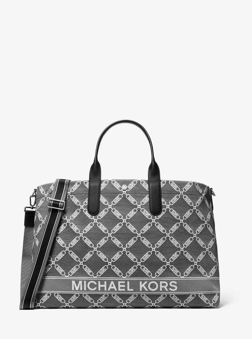 Michael Kors Hudson Oversized Empire Logo Jacquard Tote Bag Duffle Tasche Herren Schwarz | VEFSUK175