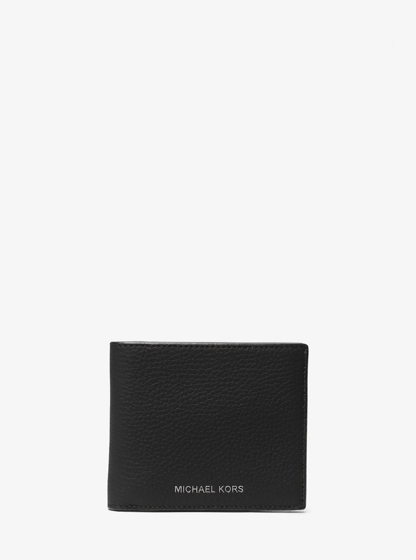 Michael Kors Hudson Pebbled Leather Billfold Wallet Geldbörse Herren Schwarz | YLWAIB530