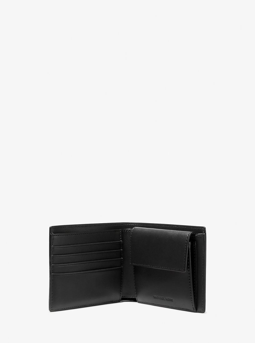 Michael Kors Hudson Pebbled Leather Billfold Wallet With Coin Pouch Geldbörse Herren Schwarz | DIRGKH560