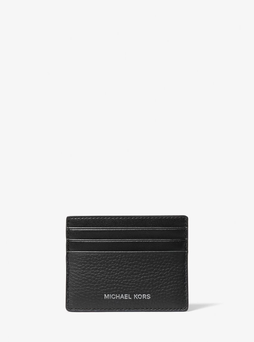 Michael Kors Hudson Pebbled Leather Card Case Kartenhülle Herren Schwarz | XRCBQY264