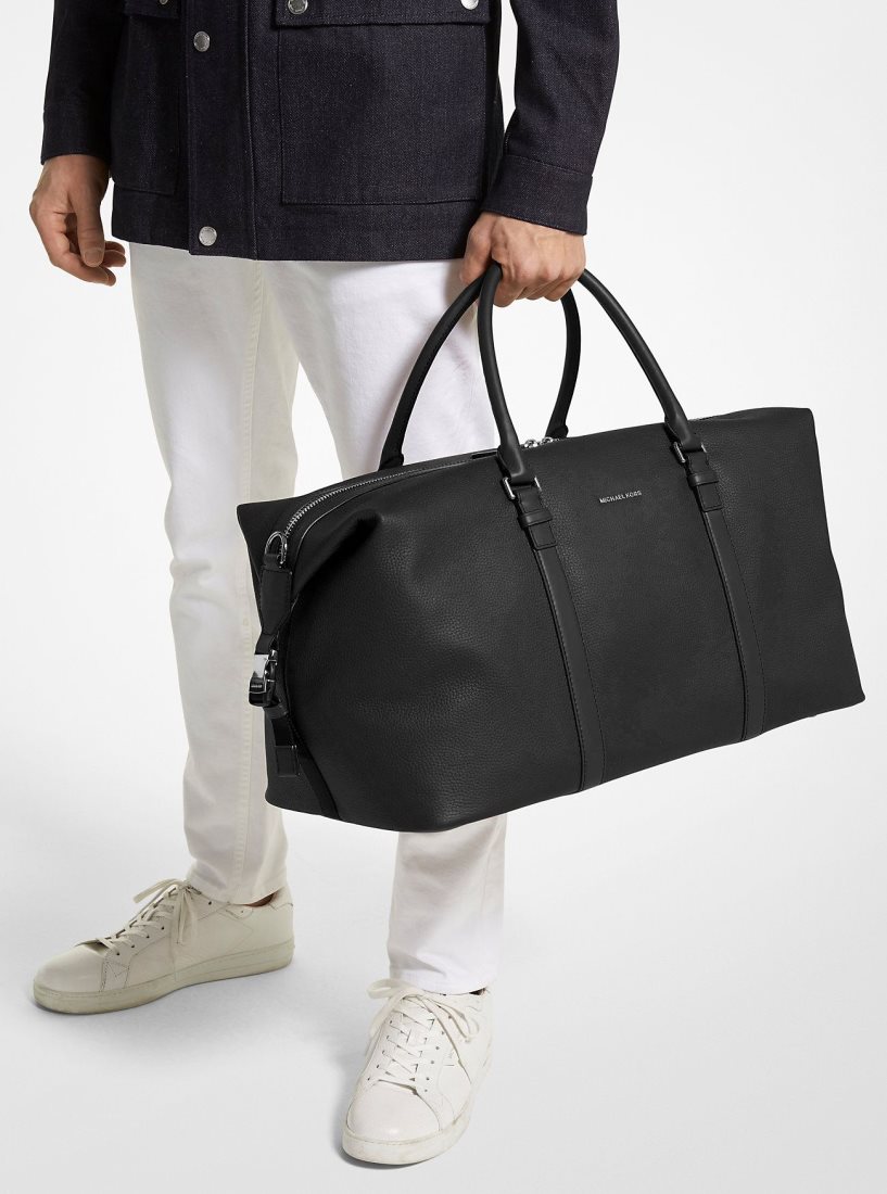 Michael Kors Hudson Pebbled Leather Duffel Bag Duffle Tasche Herren Schwarz | OSMQVH680