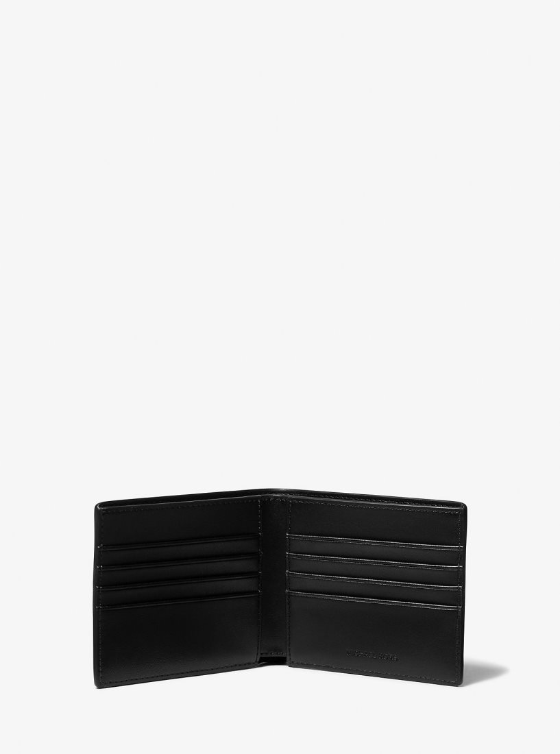 Michael Kors Hudson Pebbled Leather Slim Billfold Wallet Geldbörse Herren Schwarz | TEKUVS479