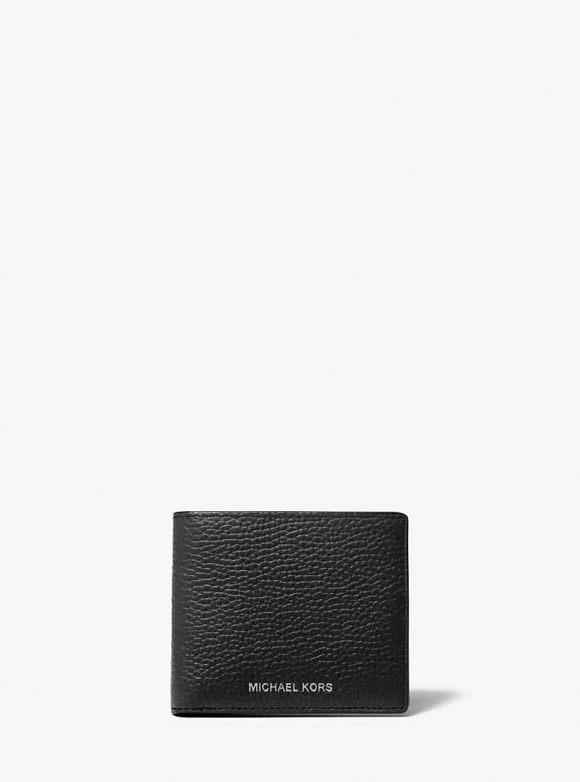 Michael Kors Hudson Pebbled Leather Slim Billfold Wallet Geldbörse Herren Schwarz | TEKUVS479