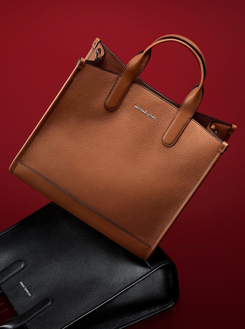 Michael Kors Hudson Pebbled Leather Tote Bag Duffle Tasche Herren Luggage | TVJKWE196