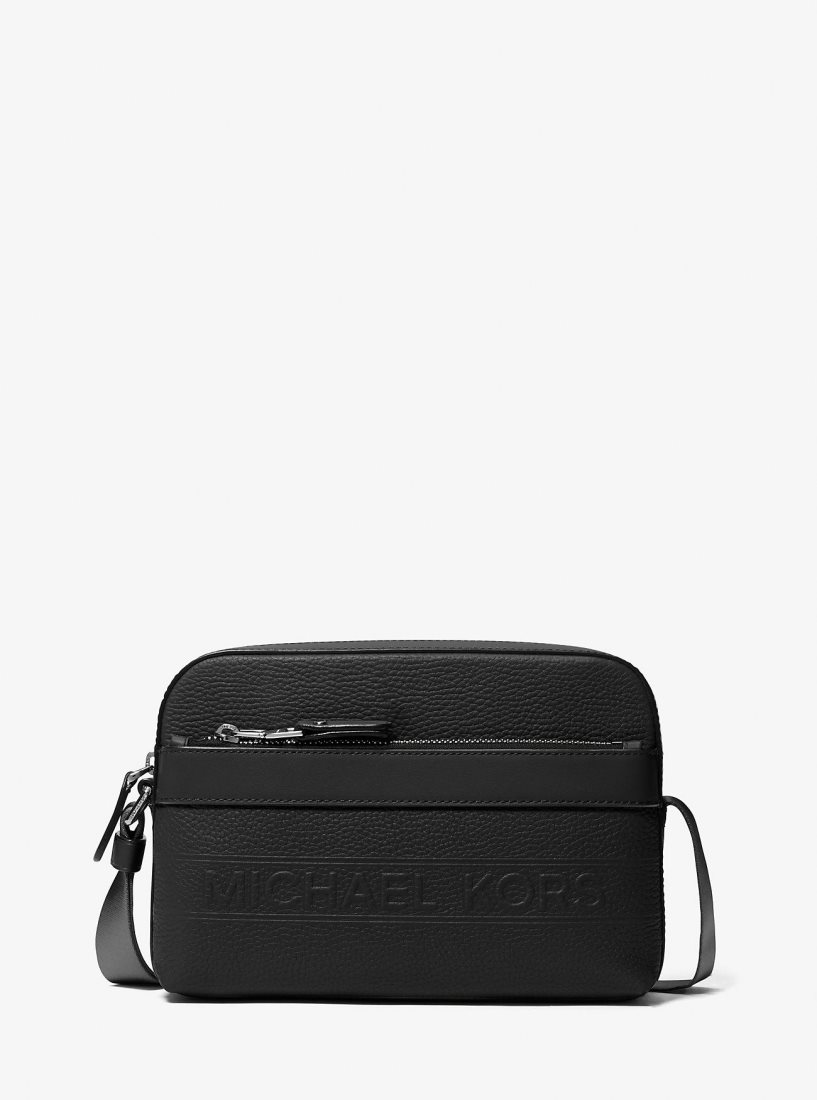 Michael Kors Hudson Pebbled Leather Utility Crossbody Bag Umhängetasche Herren Schwarz | EDWYLN084